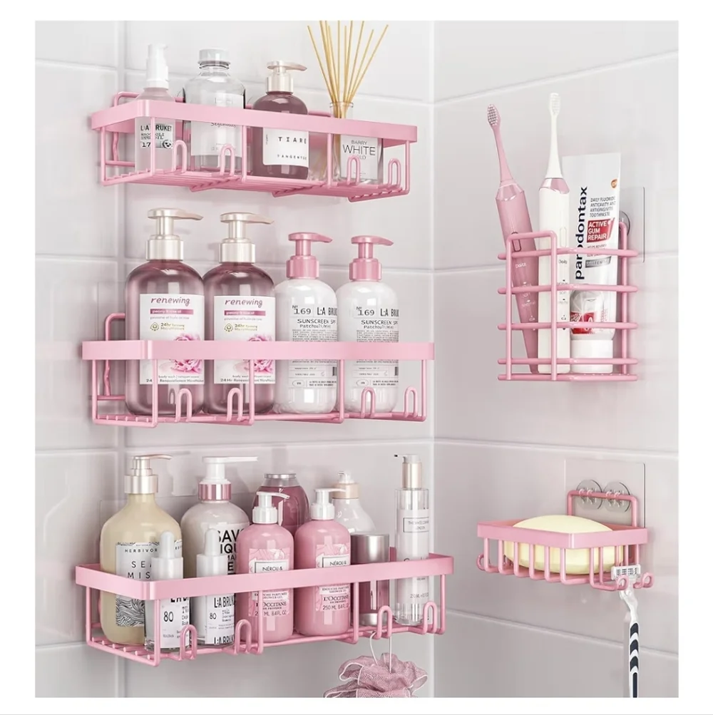 Pink Bathroom Organizer Set